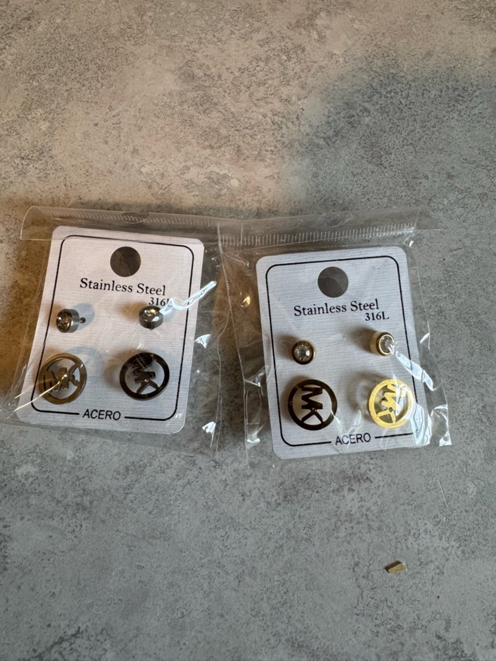 Michael Kors Stainless Steel Earrings Round Jewelry Gold Tone! (Lot Of 2)